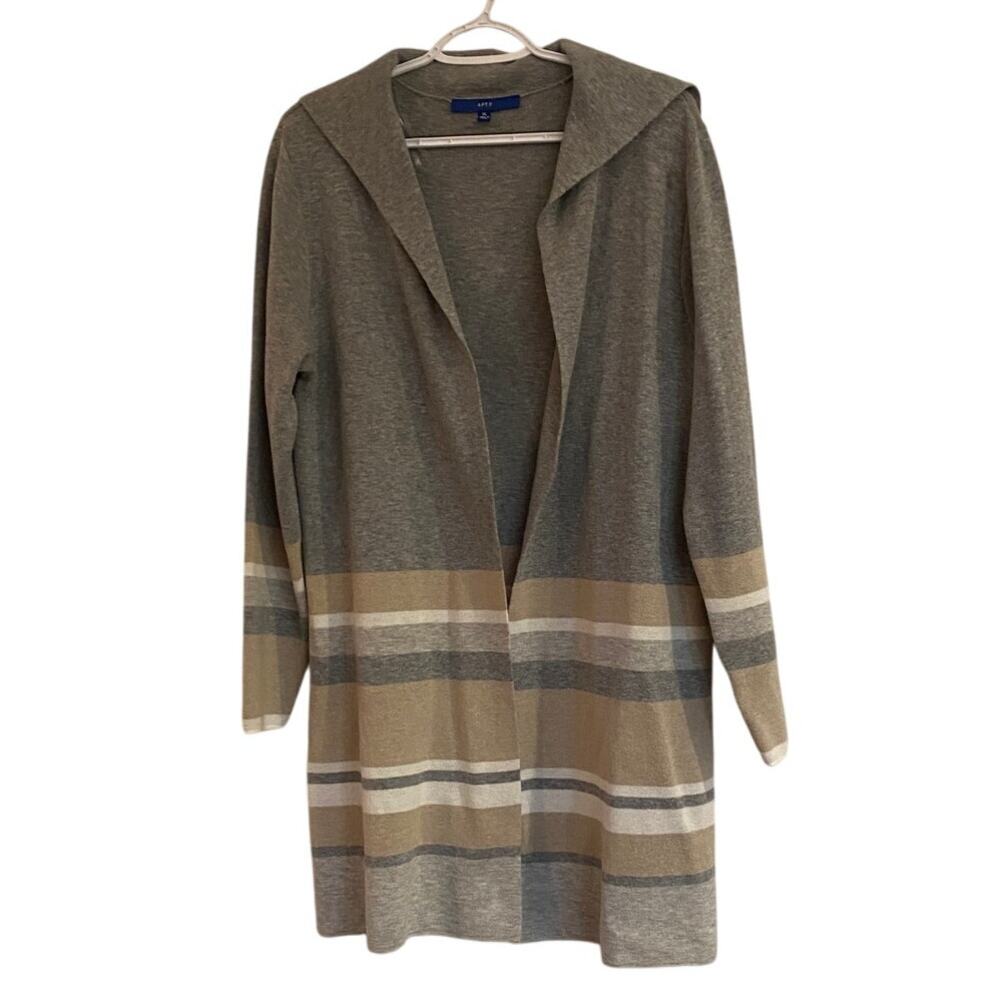Apt 9 Womens Size Xl Open Front Gray Stripe Cardi… - image 3